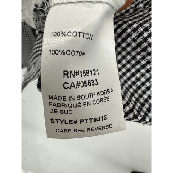 Trisha Tyler Top Womens PM Gingham Print Artsy Textured Floral Boxy 1/2 Sleeve - Picture 7 of 7